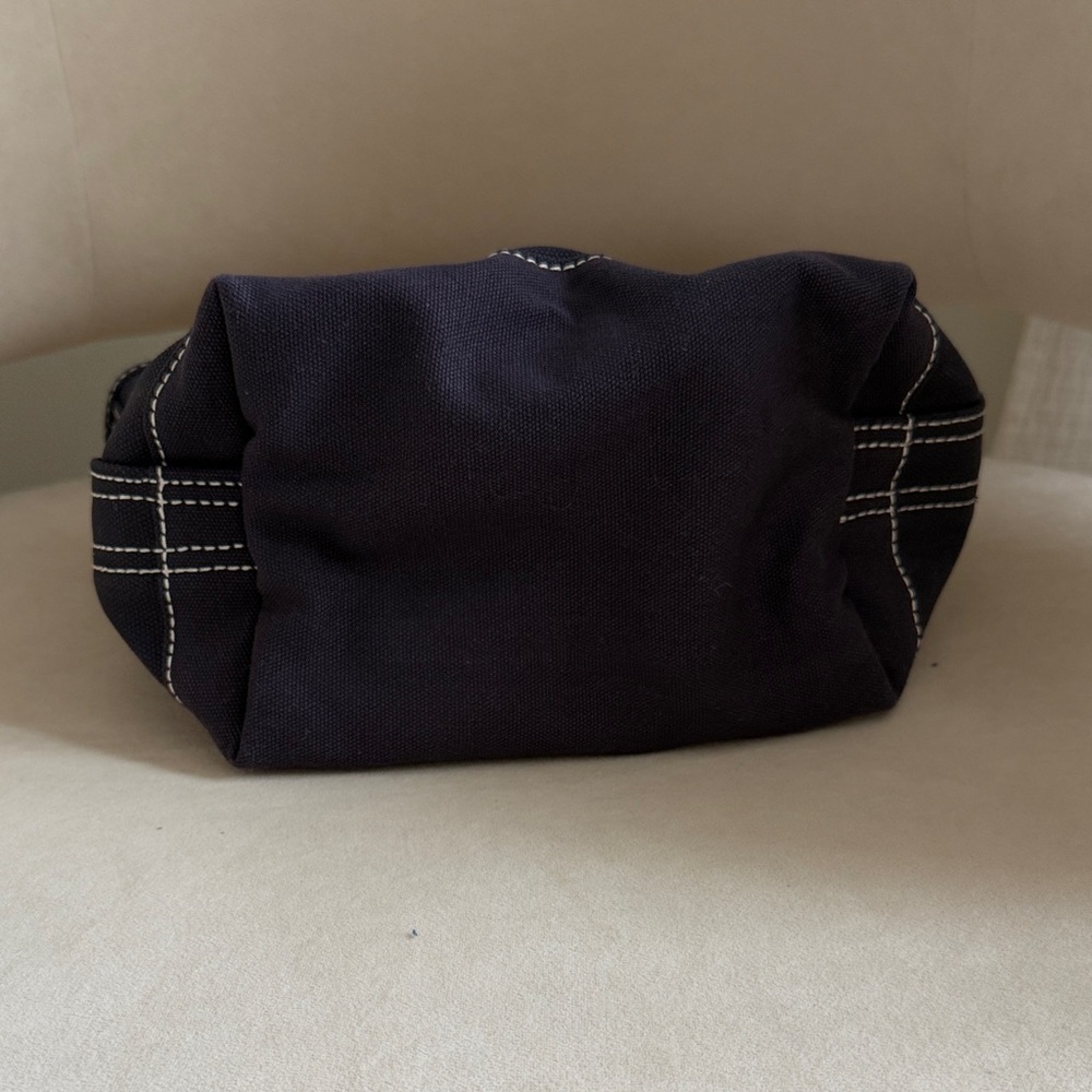 Land’s End Small Canvas Tote Bag with Contrast Stitching - Navy & White - Picture 5 of 9